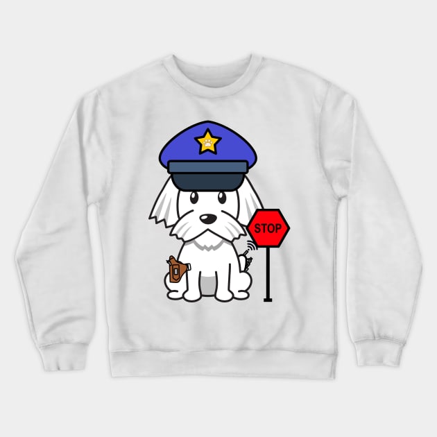 Cute white dog is a police Crewneck Sweatshirt by Pet Station